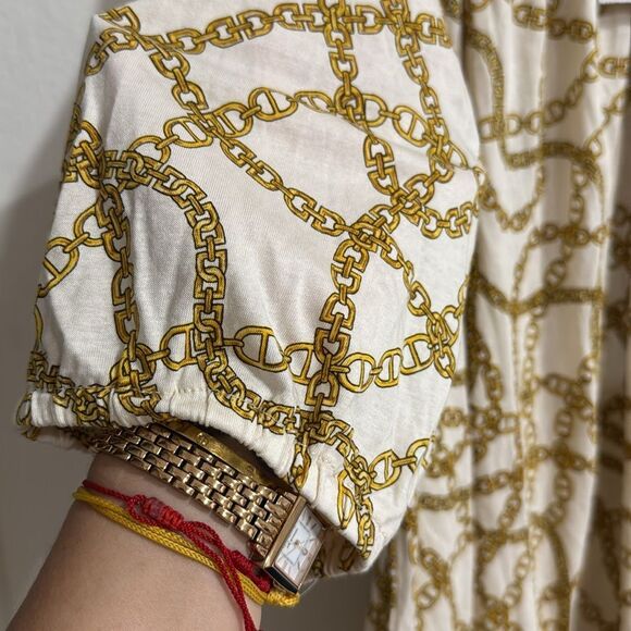 Michael Kors Chain Print Blouse in Cream and Gold NWT - Picture 4 of 6
